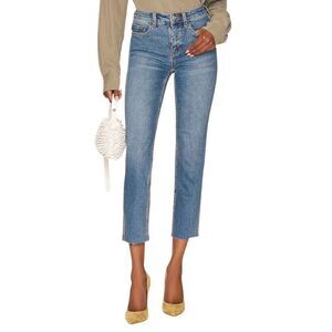 NWT Free People Curvy High Rise Vintage Jeans 31 Dark Indigo Straight Raw Hem